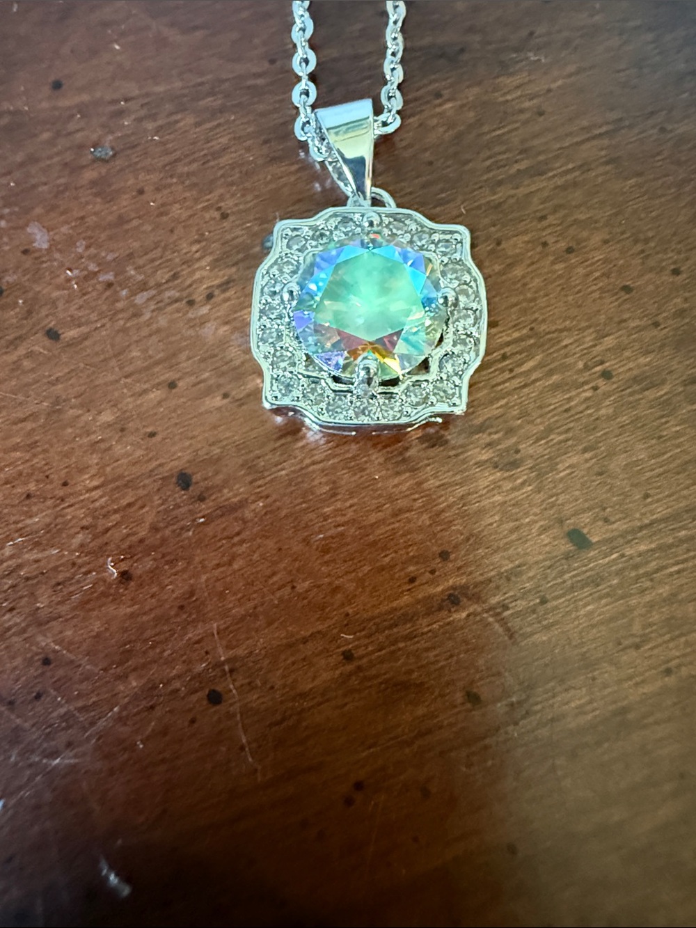 Silver and 2 Carat Moissanite Pendant Necklace